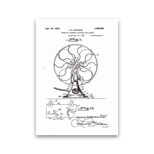 Electric Fan Patent Art Print by Jason Stanley Print Only