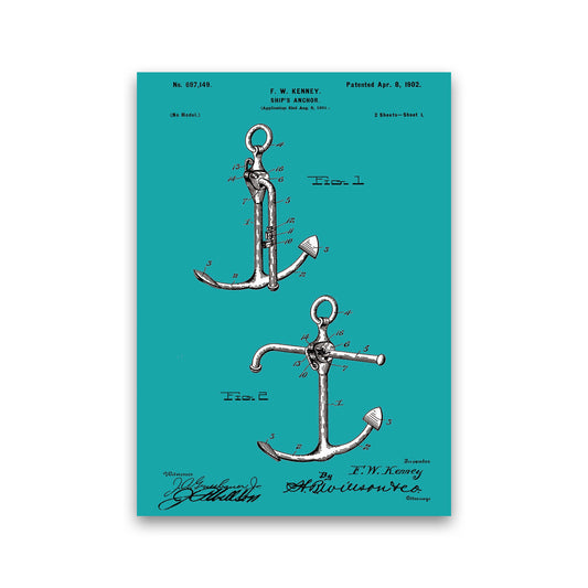 Anchor Patent Blue Art Print by Jason Stanley Print Only