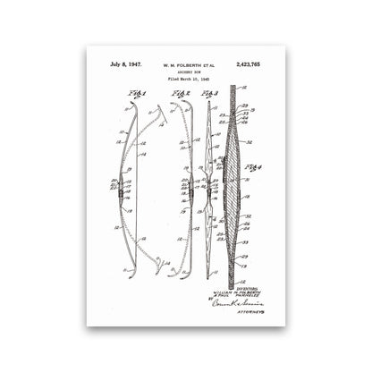 Archery Bow Patent Art Print by Jason Stanley Print Only