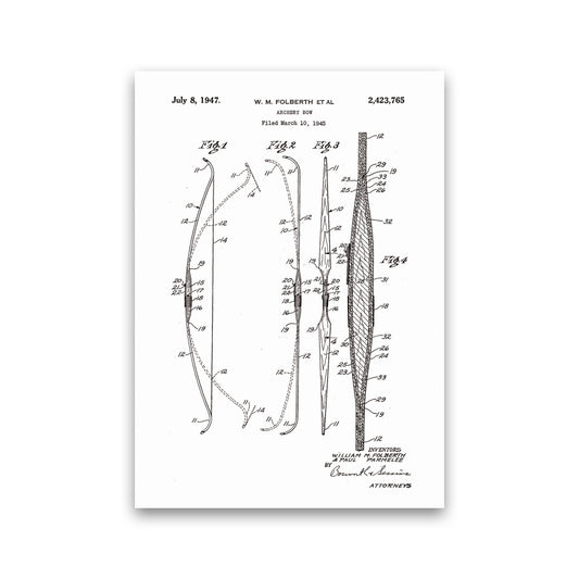 Archery Bow Patent Art Print by Jason Stanley Print Only