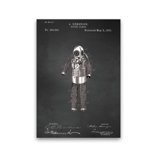 Diving Armor Patent Art Print by Jason Stanley Print Only