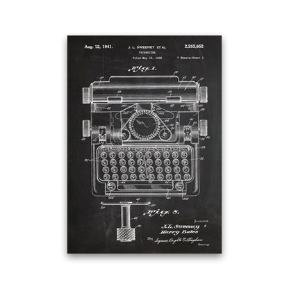 Type Writer Patent Art Print by Jason Stanley Print Only