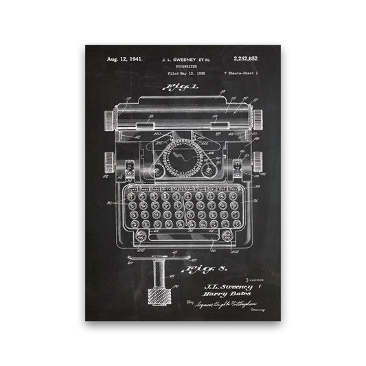 Type Writer Patent Art Print by Jason Stanley Print Only