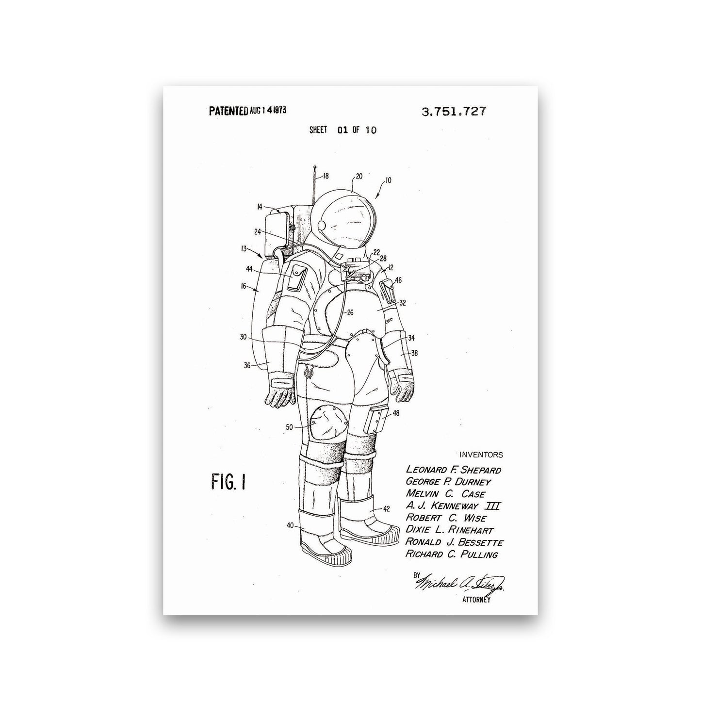 Spacesuit Patent Art Print by Jason Stanley Print Only