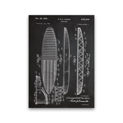 Surfboard Patent Art Print by Jason Stanley Print Only