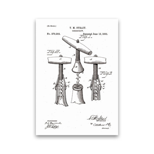 Corkscrew Patent Art Print by Jason Stanley Print Only