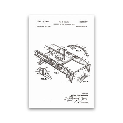 Catamaran Patent Art Print by Jason Stanley Print Only