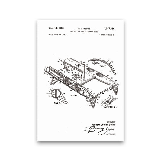 Catamaran Patent Art Print by Jason Stanley Print Only