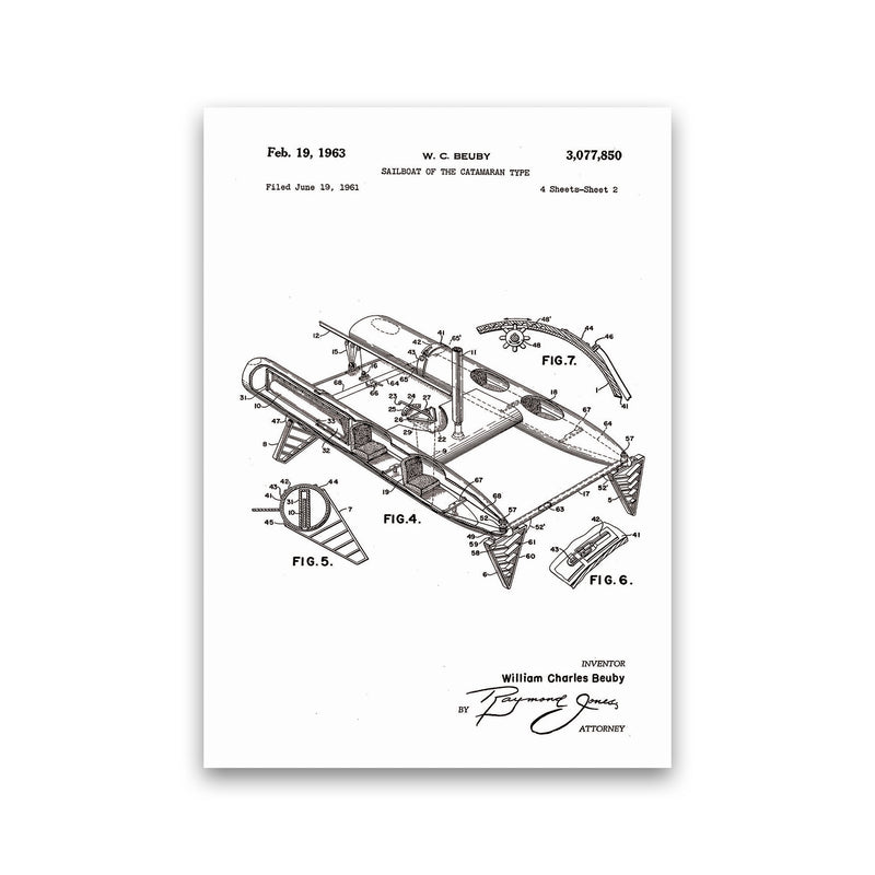 Catamaran Patent Art Print by Jason Stanley Print Only