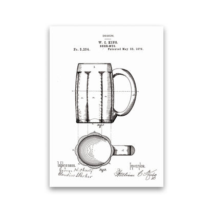 Beer Mug Patent 2 Art Print by Jason Stanley Print Only