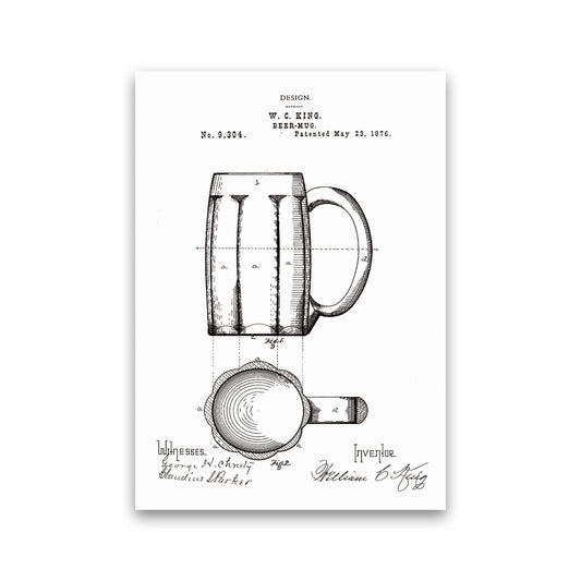 Beer Mug Patent 2 Art Print by Jason Stanley Print Only