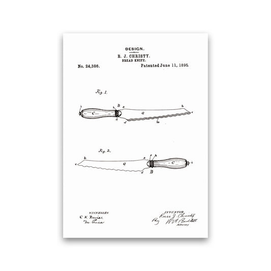 Bread Knife Patent Art Print by Jason Stanley Print Only