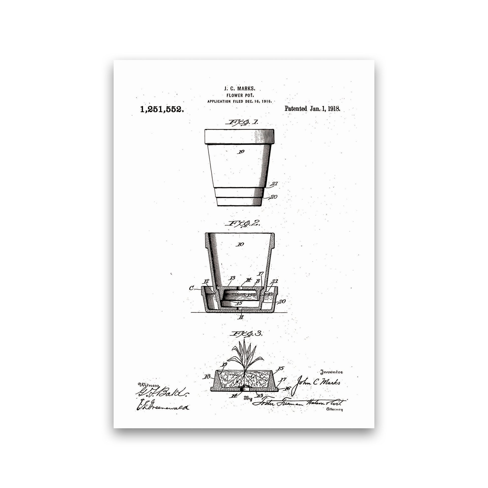Flower Pot Patent Art Print by Jason Stanley Print Only