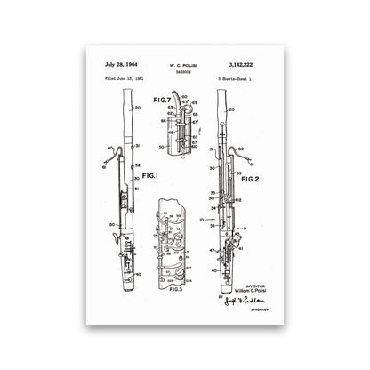 Bassoon Patent Art Print by Jason Stanley Print Only