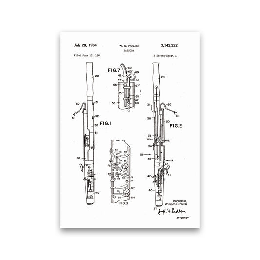 Bassoon Patent Art Print by Jason Stanley Print Only