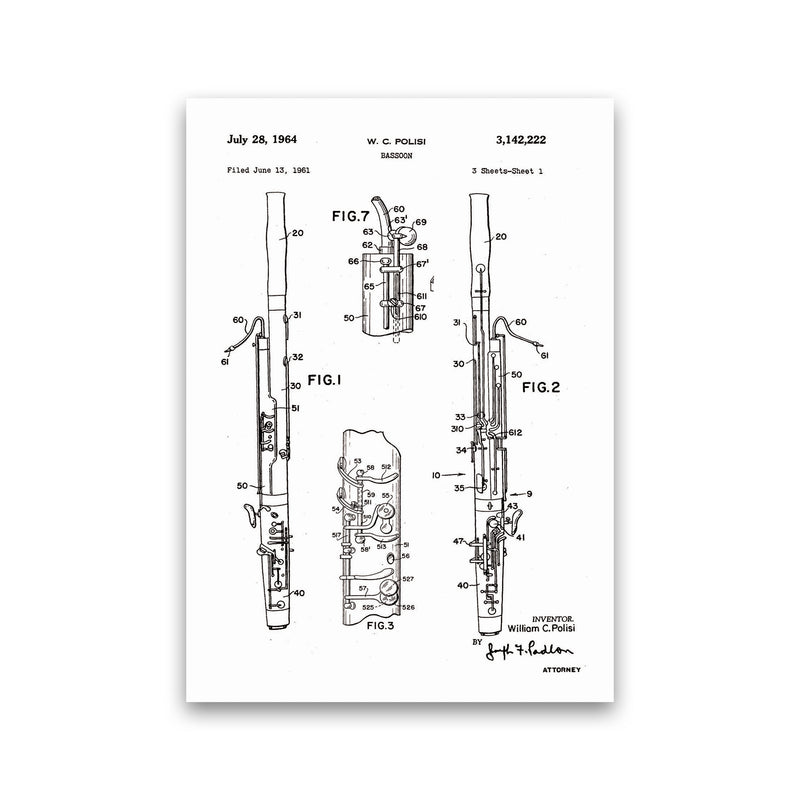 Bassoon Patent Art Print by Jason Stanley Print Only