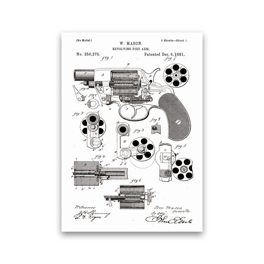 Hand Gun Patent Art Print by Jason Stanley Print Only
