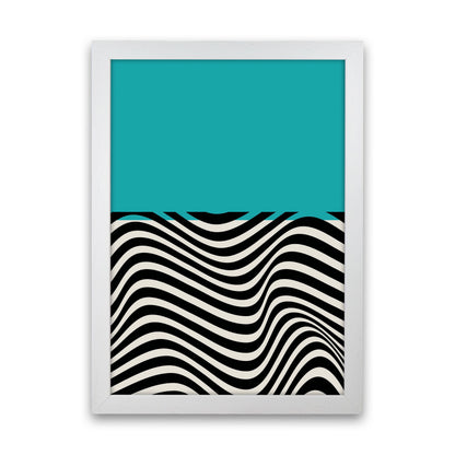 Minimal Abstract Blue Wave Art Print by Jason Stanley White Grain