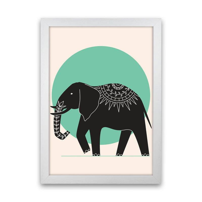Elephant Green Moonlight Art Print by Jason Stanley White Grain