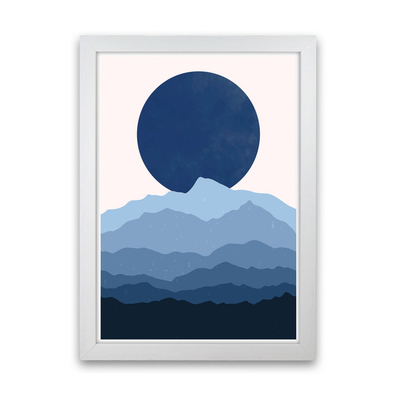 Blue Abstract Moonrise Art Print by Jason Stanley White Grain