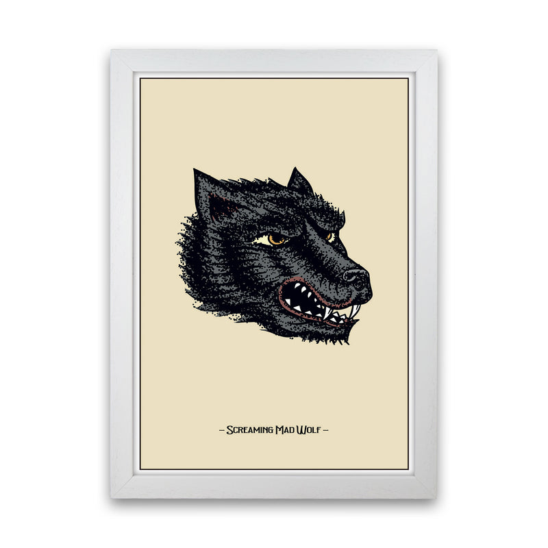 Screaming Mad Wolf Art Print by Jason Stanley White Grain
