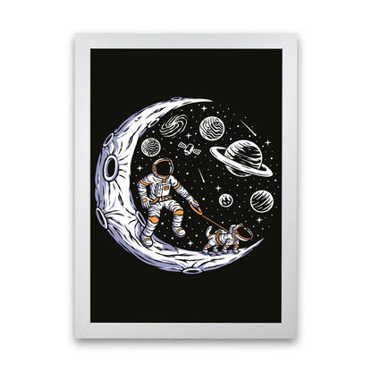 Doggie Moon Walks Art Print by Jason Stanley White Grain