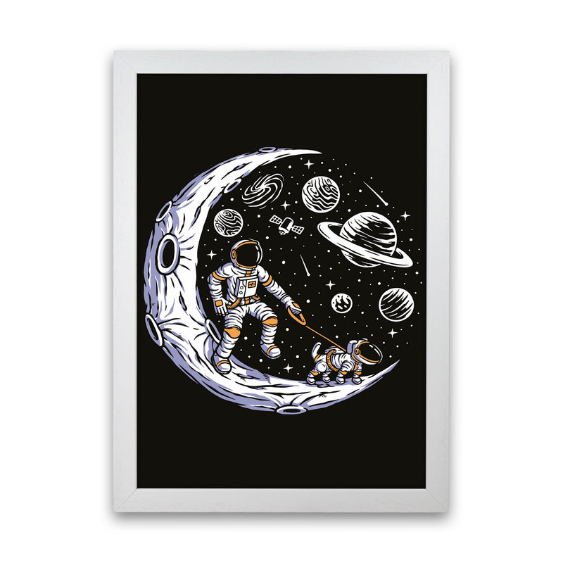 Doggie Moon Walks Art Print by Jason Stanley White Grain