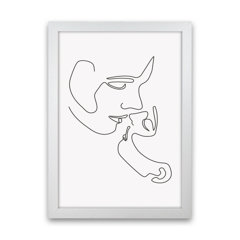 One Line Kiss Art Print by Jason Stanley White Grain