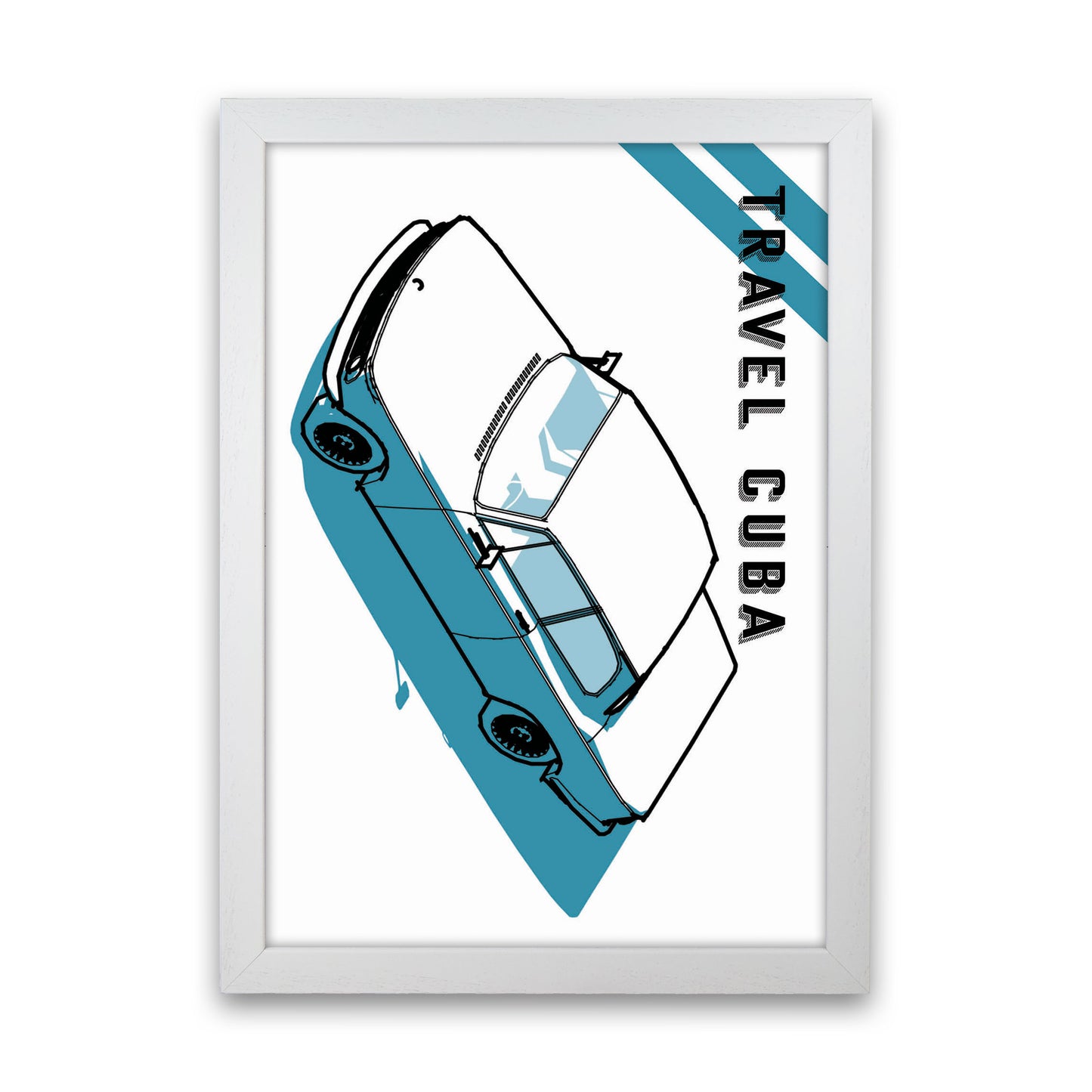 Travel Cuba Blue Art Print by Jason Stanley White Grain