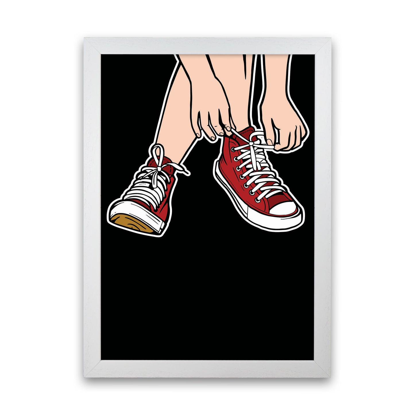 Tie Your Shoe Laces Art Print by Jason Stanley White Grain