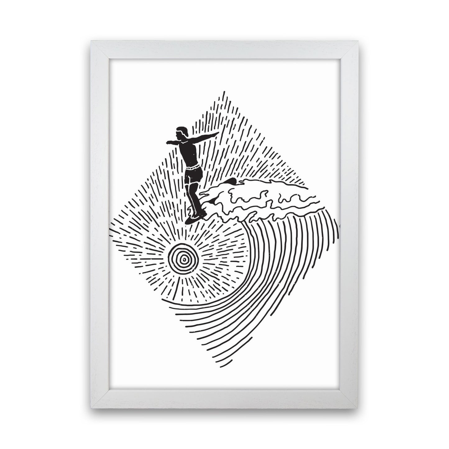 Surfer Line Drawing Art Print by Jason Stanley White Grain