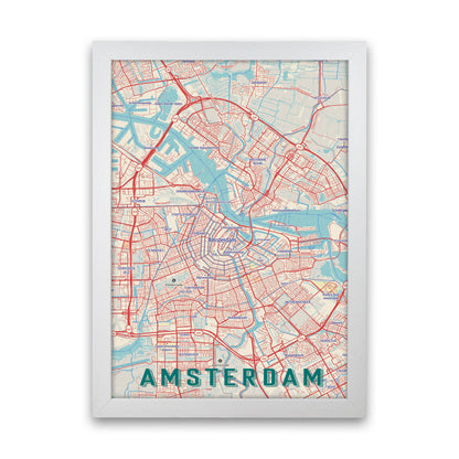 Retro Map - Amsterdam Art Print by Jason Stanley White Grain