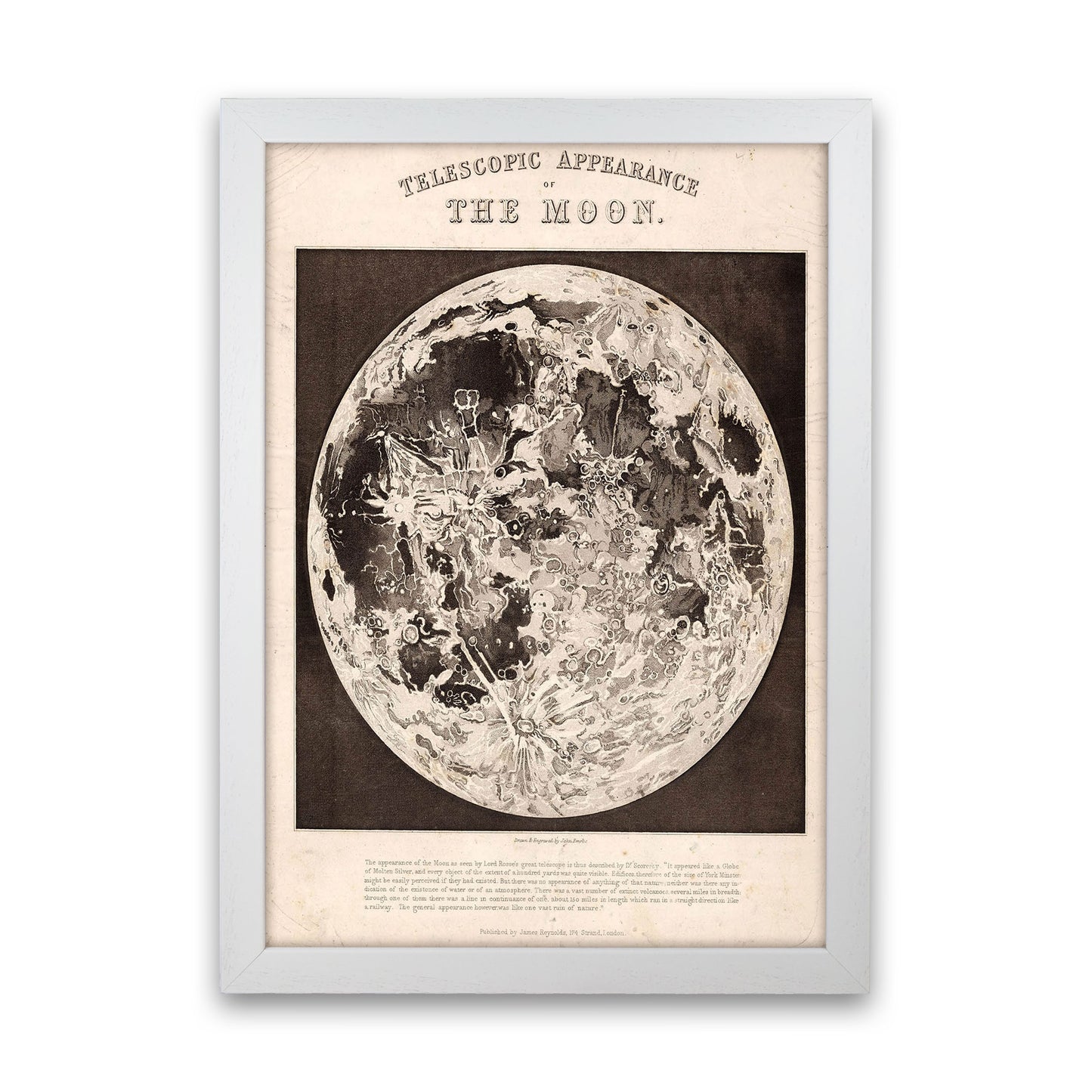 Telescopic Appearance Of The Moon Art Print by Jason Stanley White Grain