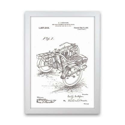Motorcycle With Side Car Patent Art Print by Jason Stanley White Grain