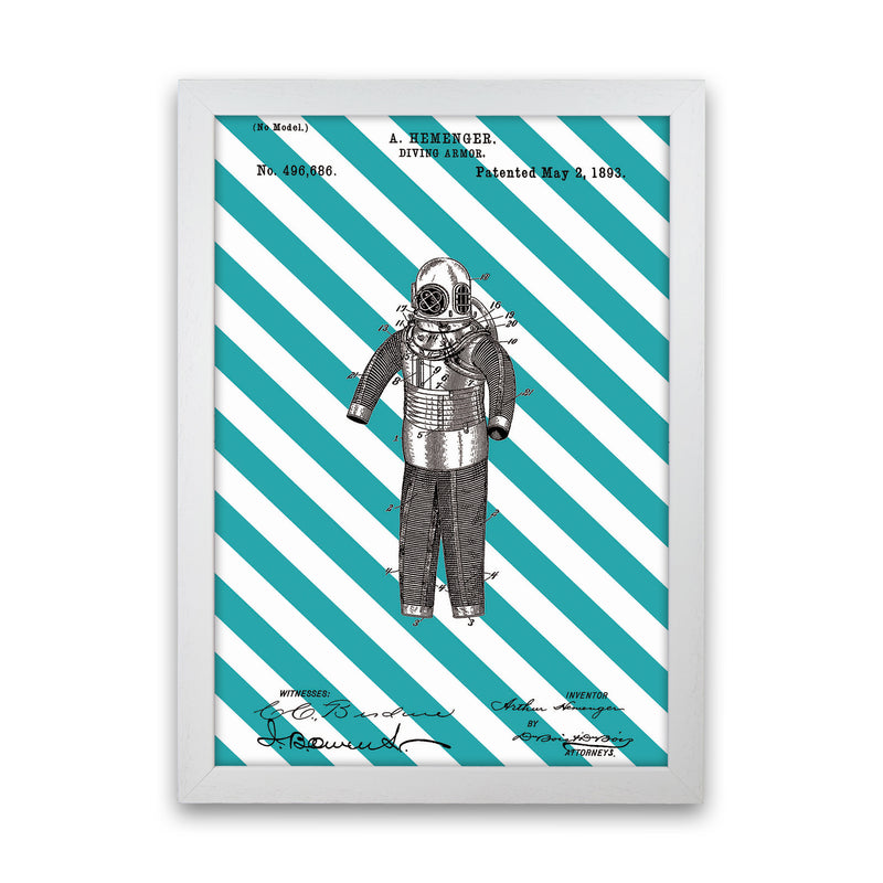 Diving Armor Patent Side Stripe Art Print by Jason Stanley White Grain