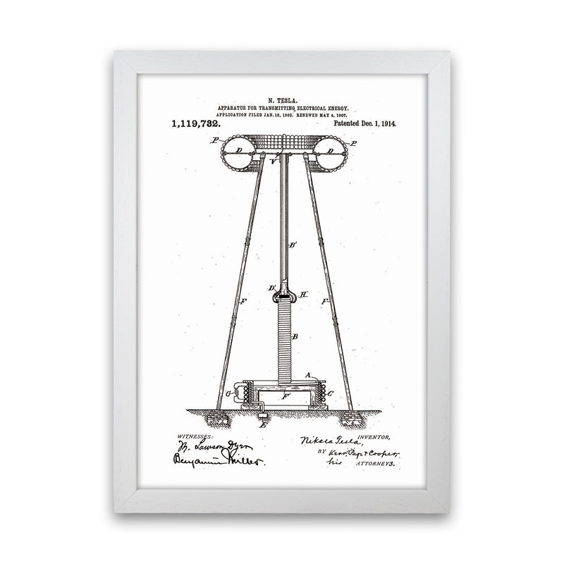 Tesla Electrical Energy Patent Art Print by Jason Stanley White Grain