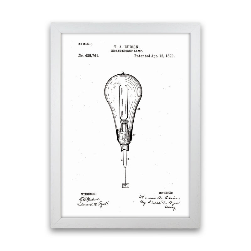 Incandescent Light Bulb Patent Art Print by Jason Stanley White Grain