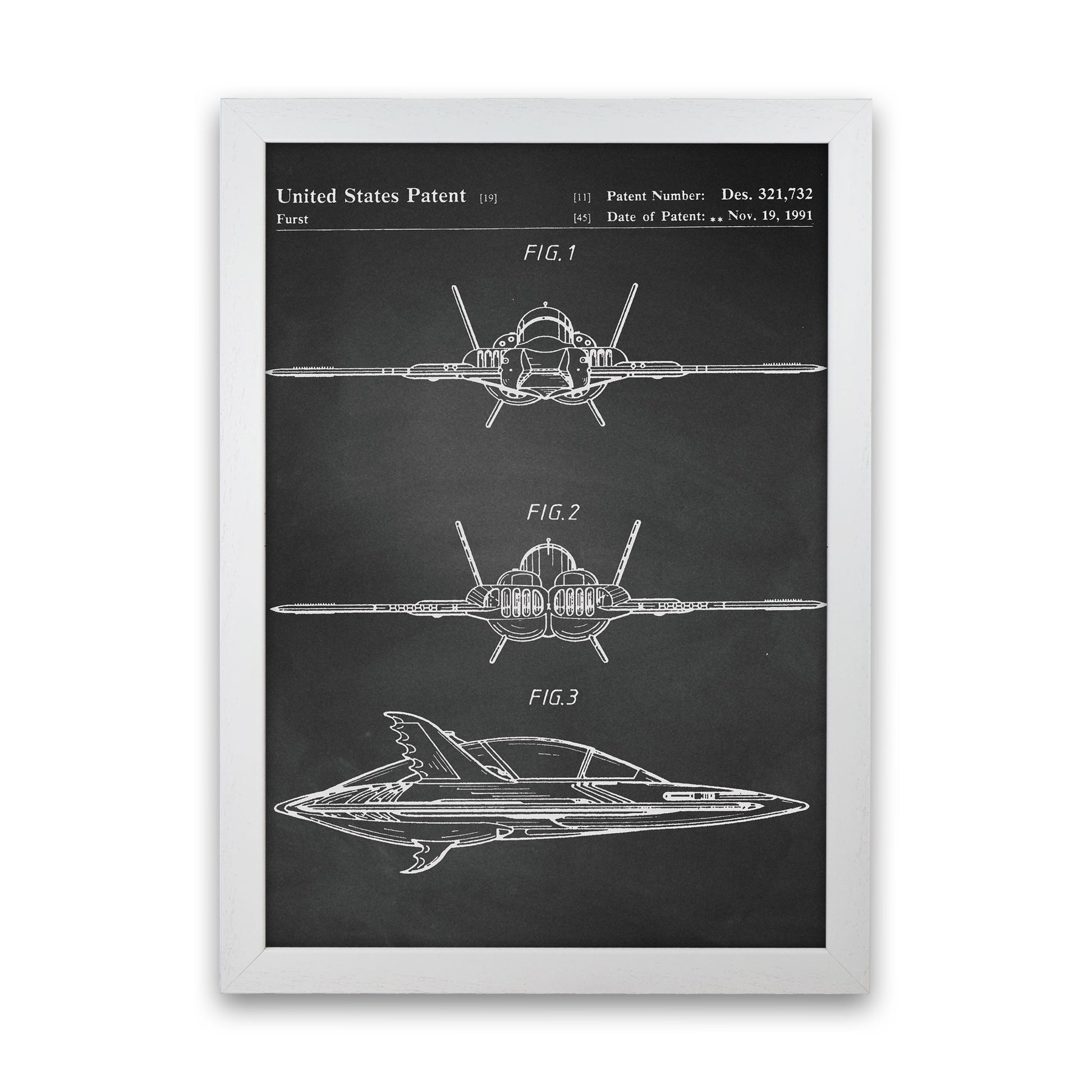 Batwing Patent- Chalkboard Art Print by Jason Stanley White Grain