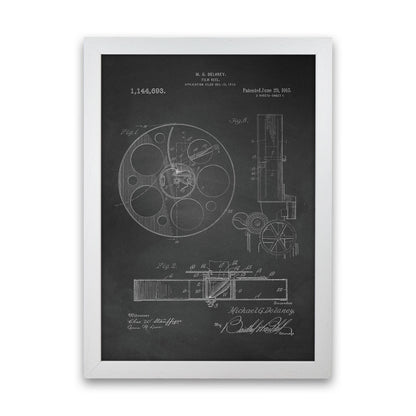 Film Reel Patent 2-Chalkboard Art Print by Jason Stanley White Grain