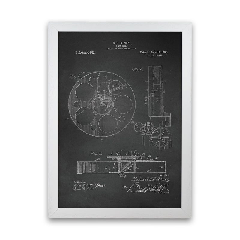 Film Reel Patent 2-Chalkboard Art Print by Jason Stanley White Grain