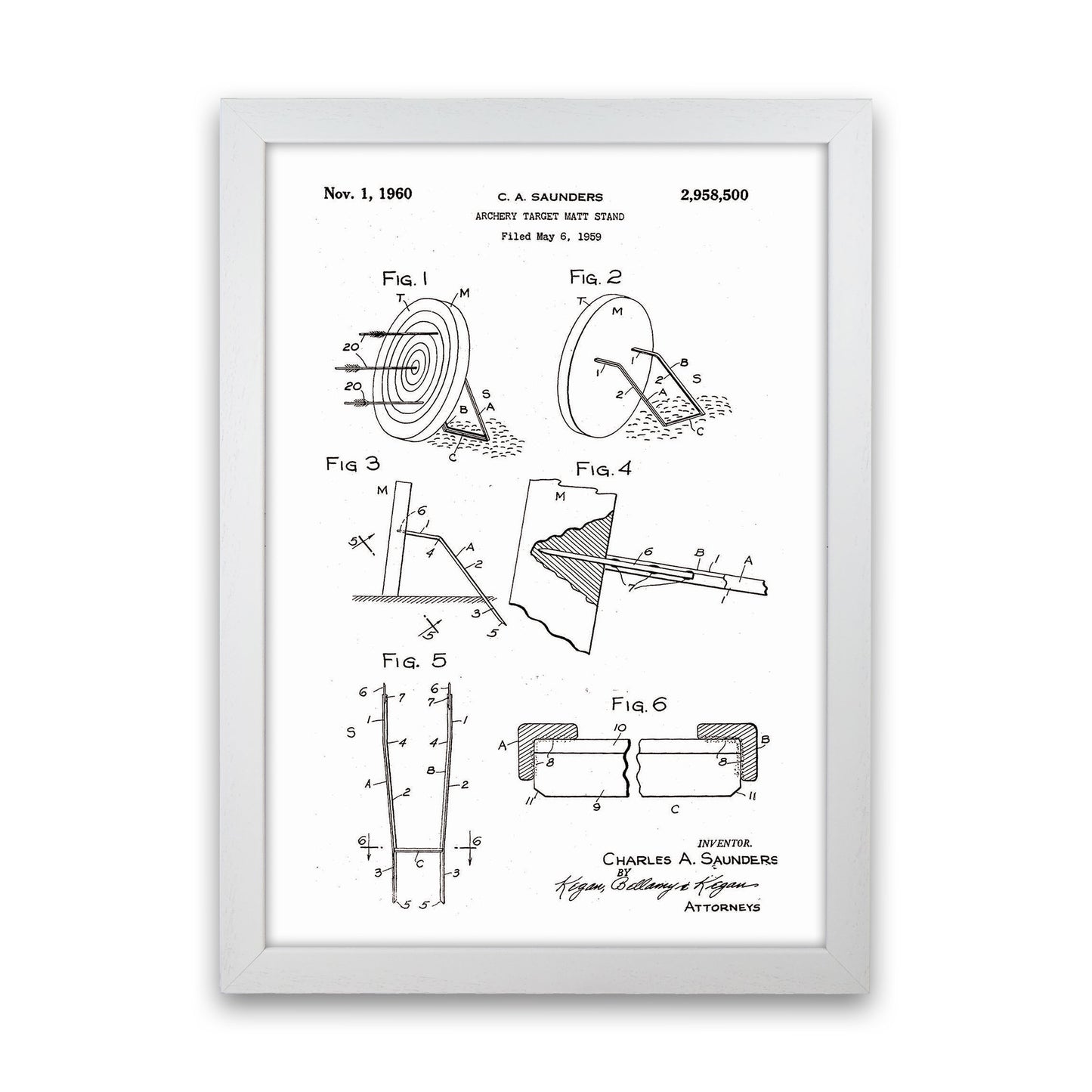 Archery Target Stand Patent Art Print by Jason Stanley White Grain