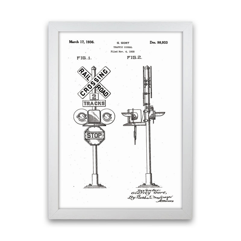 Rail Road Crossing Sign Patent Art Print by Jason Stanley White Grain