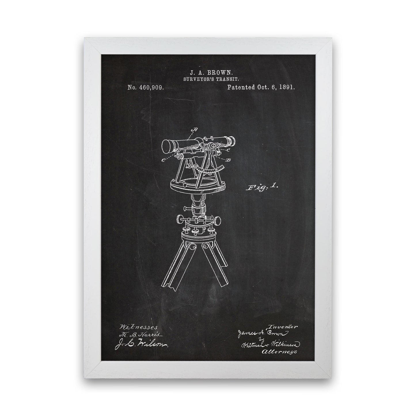 Surveyor's Transit Patent Art Print by Jason Stanley White Grain