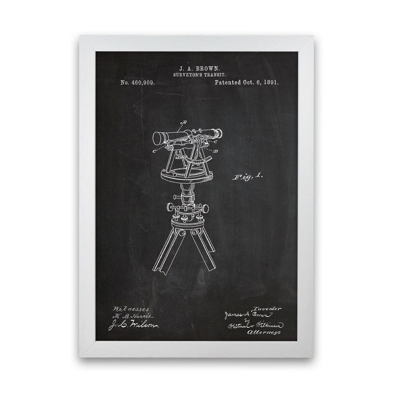 Surveyor's Transit Patent Art Print by Jason Stanley White Grain