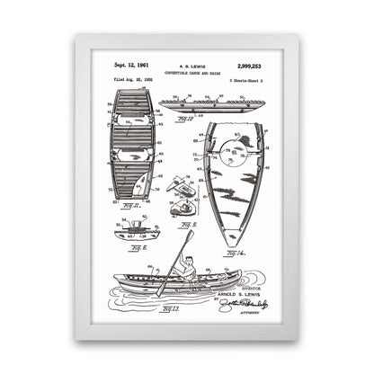 Canoe And Kayak Patent Art Print by Jason Stanley White Grain