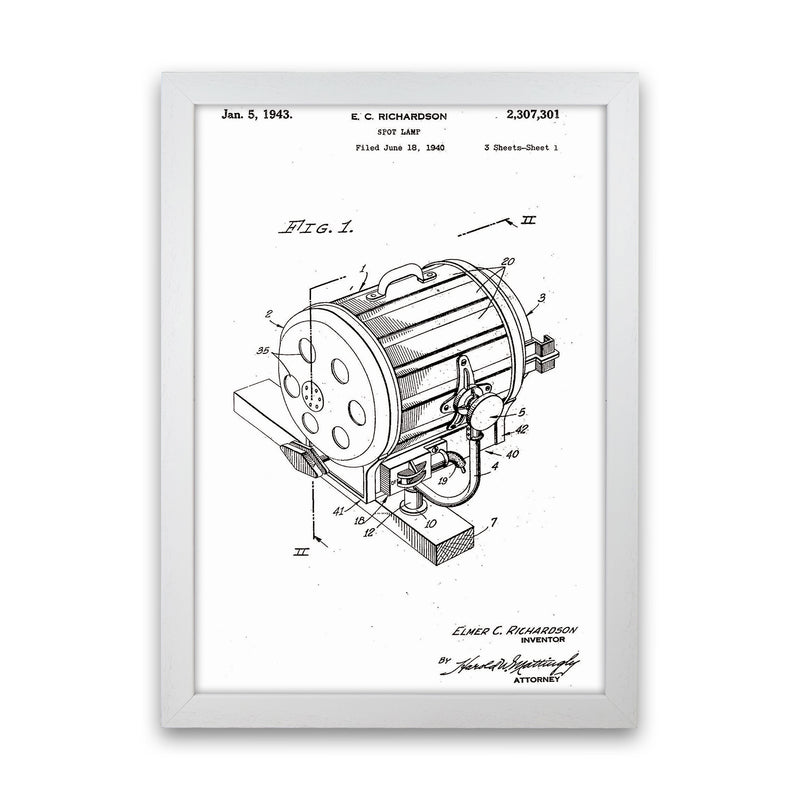 Cinema Spot Light Patent Art Print by Jason Stanley White Grain
