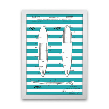 Surfboard Patent Stripe Art Print by Jason Stanley White Grain
