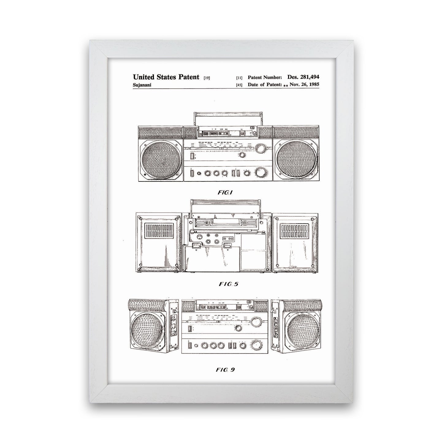 Ghetto Blaster Patent Art Print by Jason Stanley White Grain