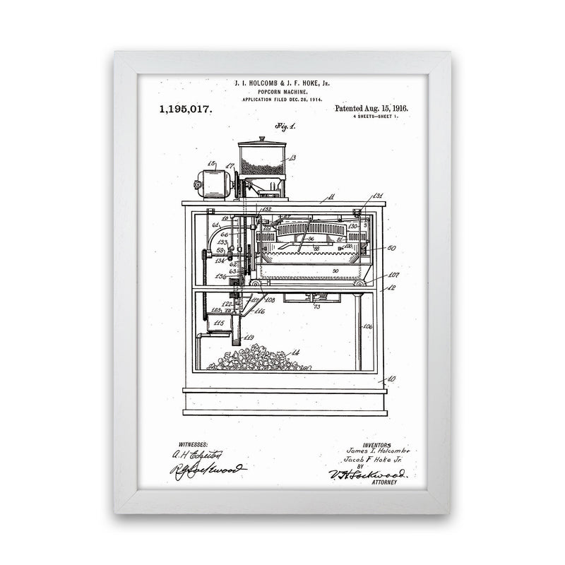 Popcorn Machine Patent Art Print by Jason Stanley White Grain