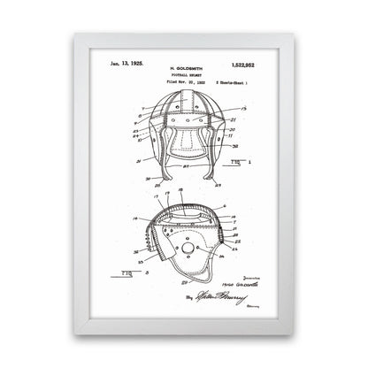 Football Helmet Patent Art Print by Jason Stanley White Grain